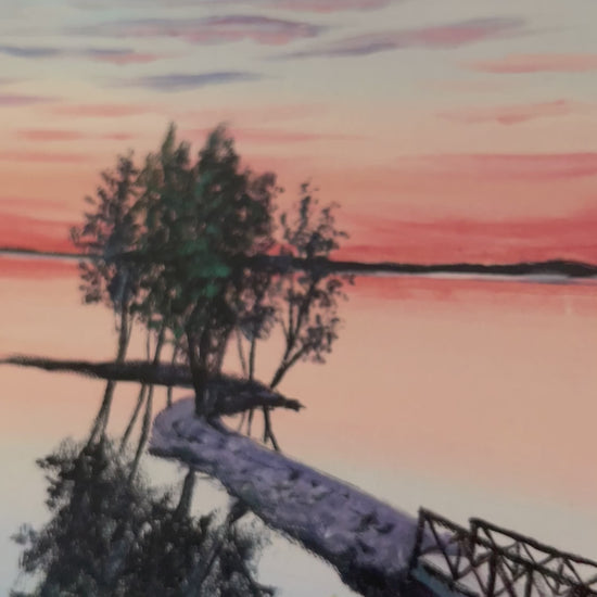 Clear sunset water reflection art print